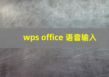 wps office 语音输入